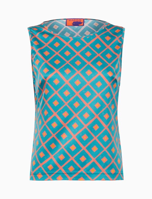 Women's light blue sleeveless top with argyle pattern - Clothing | Gallo 1927 - Official Online Shop