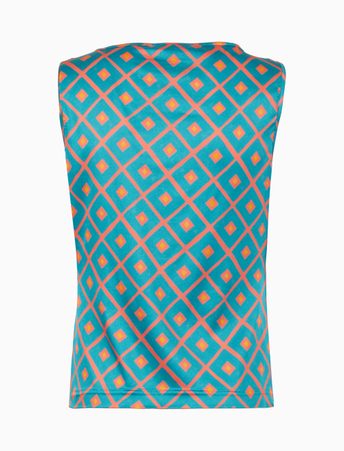 Women's light blue sleeveless top with argyle pattern - Clothing | Gallo 1927 - Official Online Shop