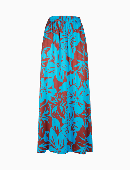 Women's light blue long skirt with floral pattern - Clothing | Gallo 1927 - Official Online Shop