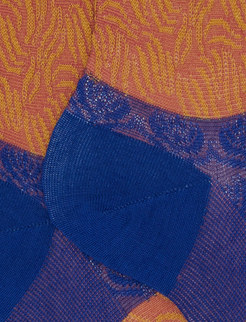 Calze corte donna cotone fantasia onde e fiori di loto blu - Corte | Gallo 1927 - Official Online Shop