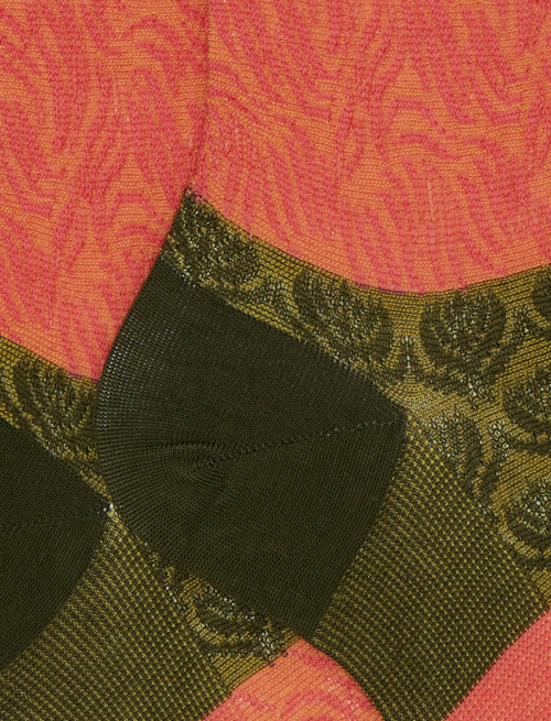 Calze corte donna cotone fantasia onde e fiori di loto verde - Corte | Gallo 1927 - Official Online Shop