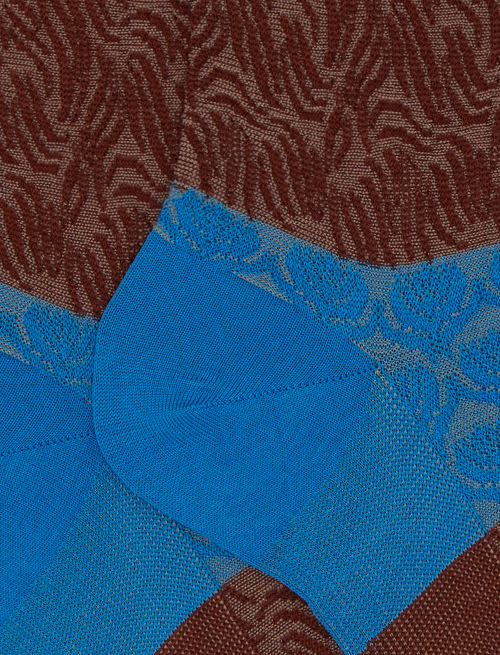 Calze corte donna cotone fantasia onde e fiori di loto azzurro - Corte | Gallo 1927 - Official Online Shop