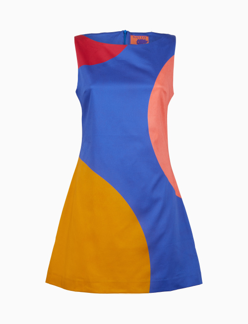 Abito corto senza maniche donna cotone fantasia macro pois blu - Donna | Gallo 1927 - Official Online Shop