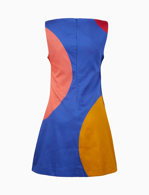 Abito corto senza maniche donna cotone fantasia macro pois blu - Donna | Gallo 1927 - Official Online Shop