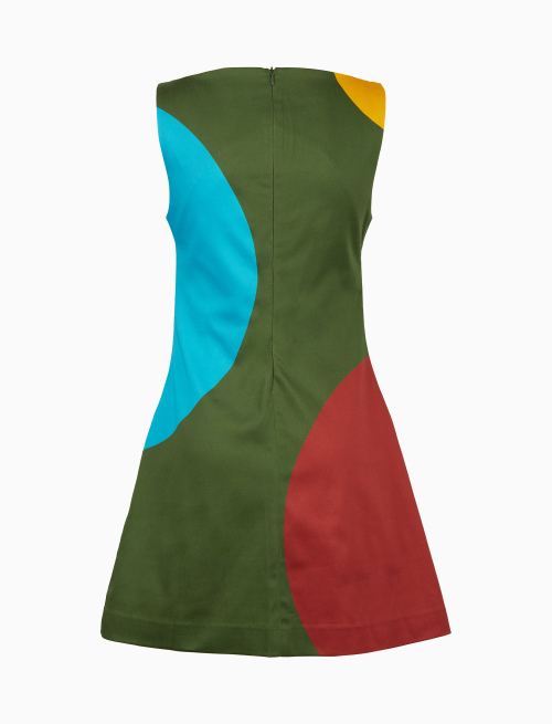 Abito corto senza maniche donna cotone fantasia macro pois verde - Donna | Gallo 1927 - Official Online Shop