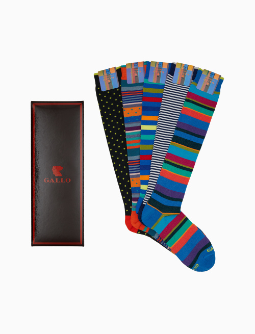 Box 3 with 5 pairs of men's long socks cotton patterned mix icons Gallo - Windsor | Gallo 1927 - Official Online Shop