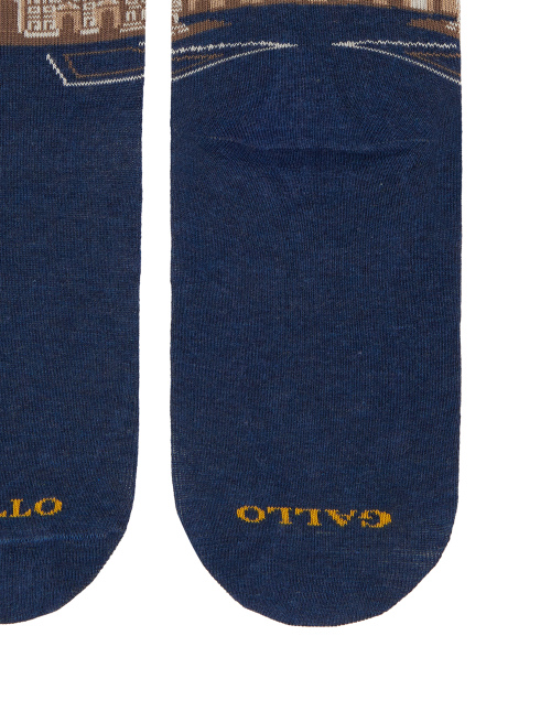 Women's short cotton socks, blue with Duomo di Milano pattern - Socks | Gallo 1927 - Official Online Shop
