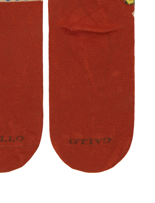 Women's short cotton socks, brown with Capri's Faraglioni pattern - Special Selection | Gallo 1927 - Official Online Shop