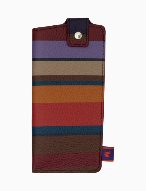 Porta occhiali unisex pelle martellata bordò righe multicolor - Multicolor | Gallo 1927 - Official Online Shop