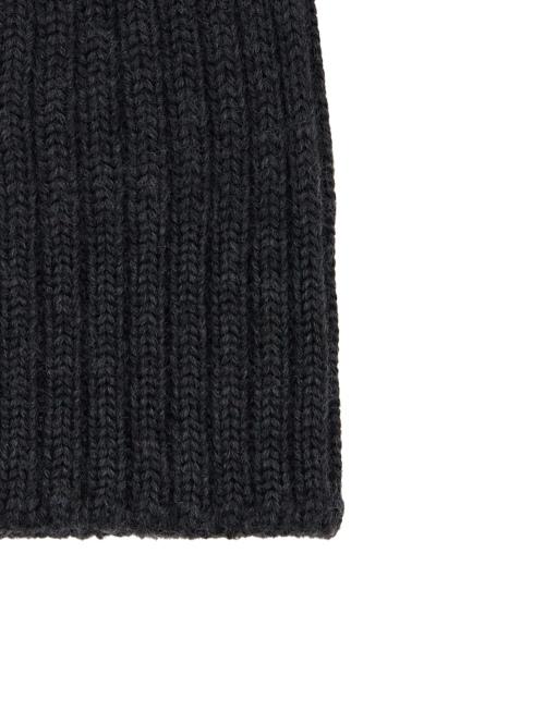 Kids' hat in plain ribbed gray wool, silk and cashmere - Accessori | Gallo 1927 - Official Online Shop