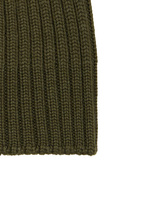 Kids' hat in green ribbed wool, silk and cashmere, plain - Accessori | Gallo 1927 - Official Online Shop