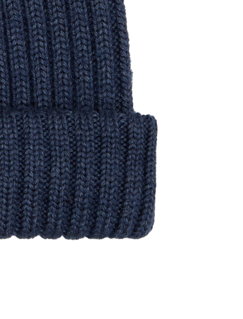 Kids' turn-up cap in blue wool, silk and cashmere with plain ribbed trim - Accessori | Gallo 1927 - Official Online Shop