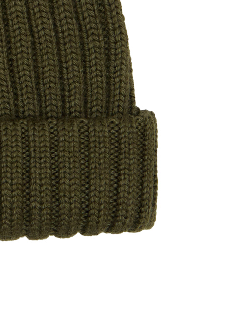 Kids' turn-up cap in green wool, silk and cashmere with plain ribbed trim - Accessori | Gallo 1927 - Official Online Shop