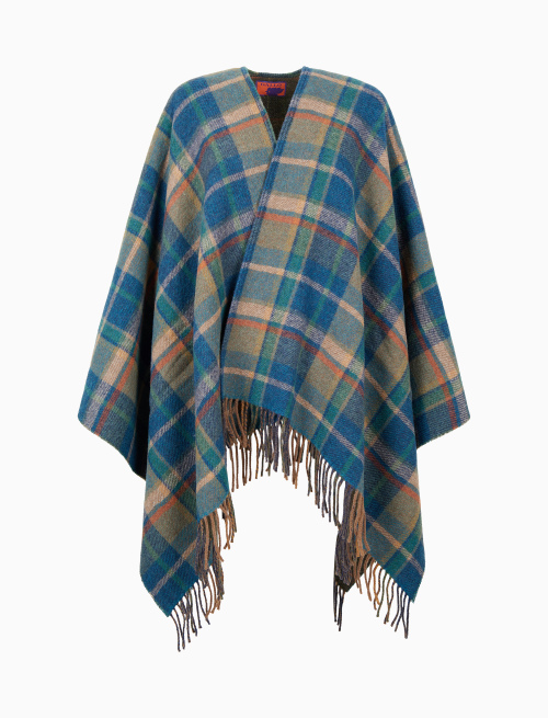 Women's double-sided cape in green wool with geometric pattern - Clothing | Gallo 1927 - Official Online Shop