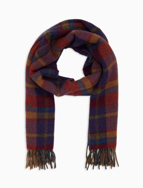 Sciarpa unisex double face lana viola fantasia geometrica - Accessori | Gallo 1927 - Official Online Shop