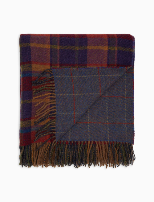 Plaid unisex double face lana blu fantasia geometrica - Accessori | Gallo 1927 - Official Online Shop