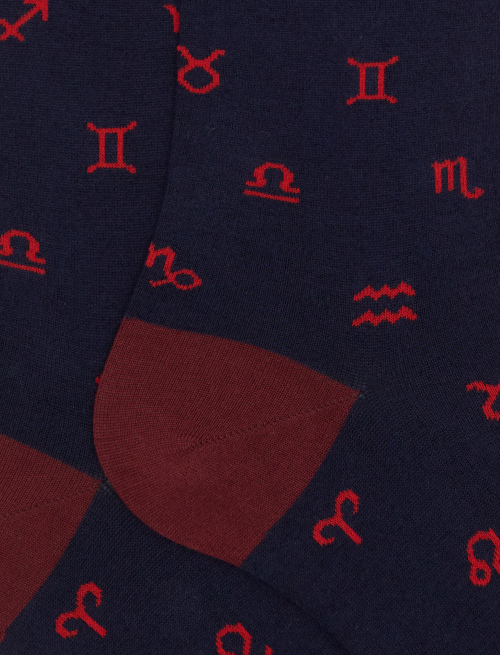 Men's long socks in blue cotton with zodiac signs pattern - New In | Gallo 1927 - Official Online Shop