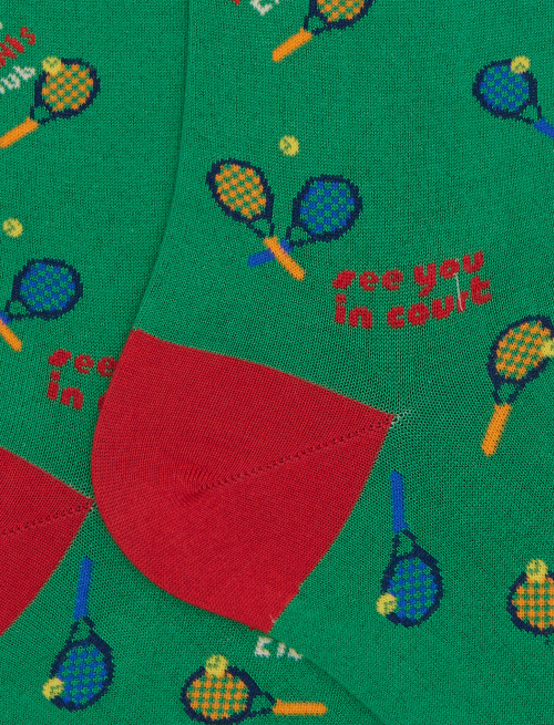 Men's long socks in green cotton with tennis pattern - New In | Gallo 1927 - Official Online Shop