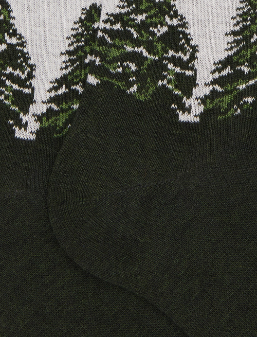 Women's long socks in green cotton with landscape and chairlift pattern - Long | Gallo 1927 - Official Online Shop