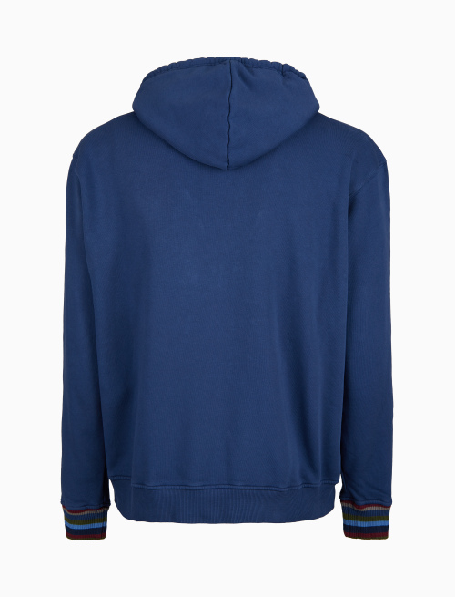 Unisex garment-dyed blue cotton hoodie - Abbigliamento | Gallo 1927 - Official Online Shop