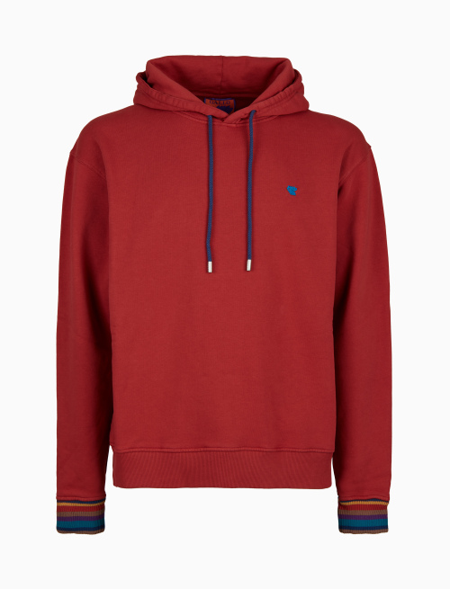 Unisex garment-dyed red cotton hoodie - Abbigliamento | Gallo 1927 - Official Online Shop