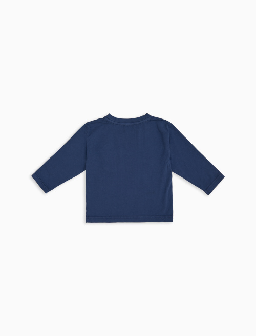 T-shirt maniche lunghe bambino cotone blu tinto capo e taschino pile multicolor - Abbigliamento Bambino | Gallo 1927 - Official Online Shop