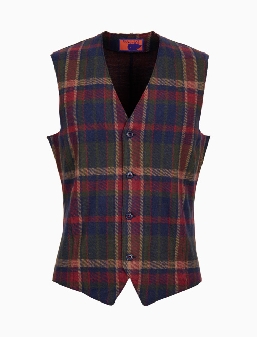 Blue men's waistcoat with diagonal tartan pattern - Clothing | Gallo 1927 - Official Online Shop