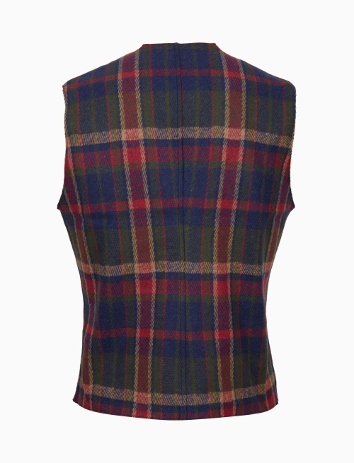 Blue men's waistcoat with diagonal tartan pattern - Clothing | Gallo 1927 - Official Online Shop