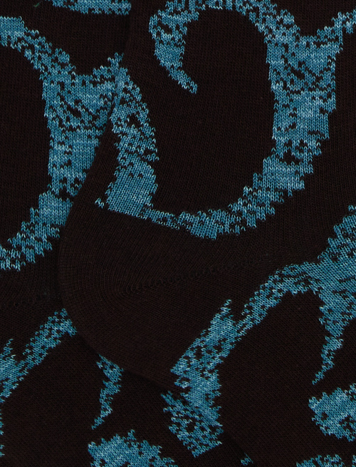 Women's long cotton socks in brown brocade pattern - Socks | Gallo 1927 - Official Online Shop