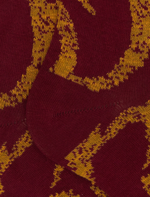 Women's long cotton socks in burgundy brocade pattern - Socks | Gallo 1927 - Official Online Shop