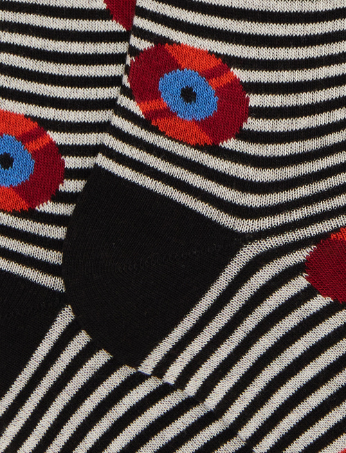 Men's long cotton socks in black vinyl record pattern - TEST | Gallo 1927 - Official Online Shop
