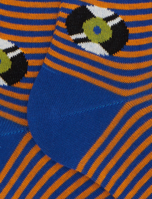 Men's long socks in blue cotton with vinyl record pattern - Long | Gallo 1927 - Official Online Shop