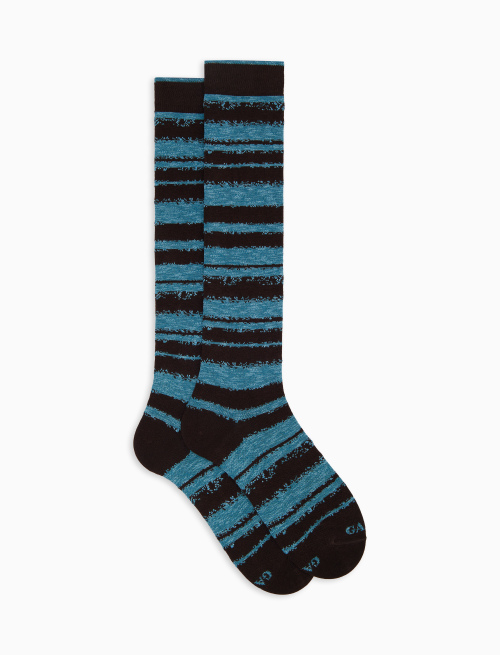 Men's long socks in brown cotton with gradient stripe - New In | Gallo 1927 - Official Online Shop