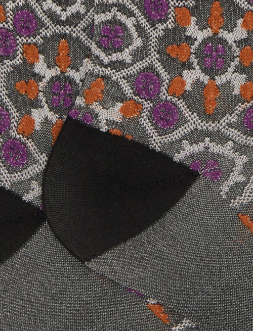 Women's long viscose socks with black tile pattern - Woman | Gallo 1927 - Official Online Shop