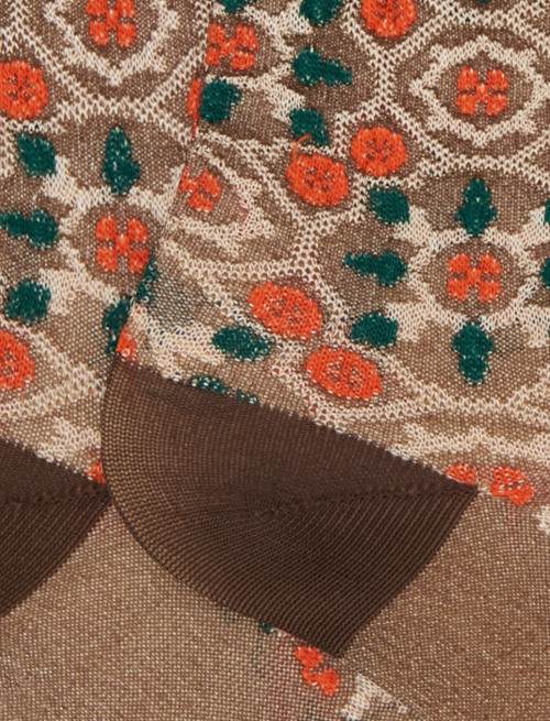 Women's long viscose socks with brown tile pattern - Woman | Gallo 1927 - Official Online Shop