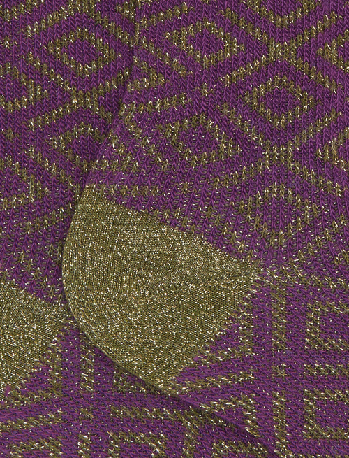 Women's short socks in purple cotton with geometric pattern and glitter effect - Woman | Gallo 1927 - Official Online Shop