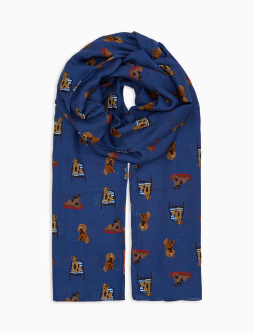 Sciapa leggera unisex blu fantasia cani - Sciarpe | Gallo 1927 - Official Online Shop