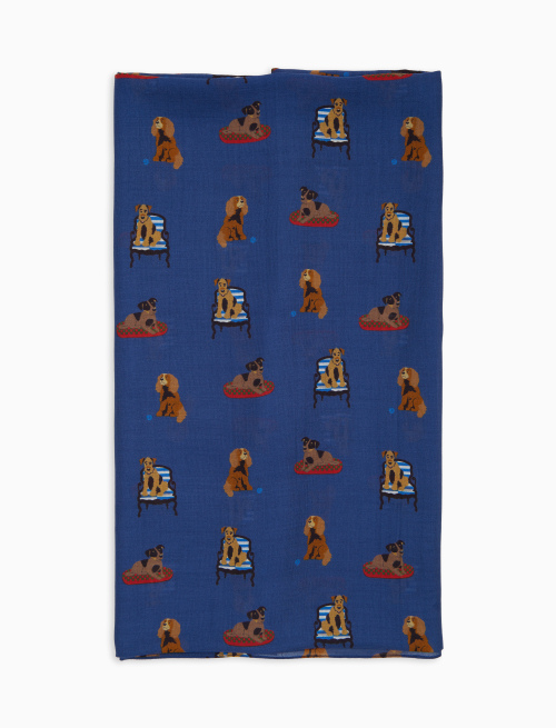 Sciapa leggera unisex blu fantasia cani - Sciarpe | Gallo 1927 - Official Online Shop