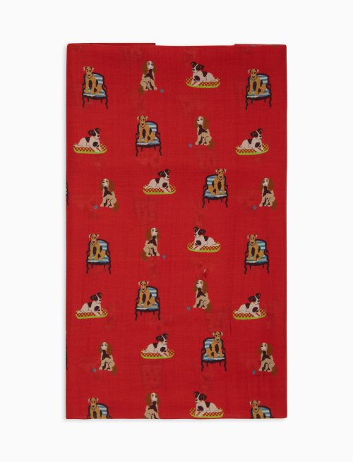 Sciapa leggera unisex arancio fantasia cani - Sciarpe | Gallo 1927 - Official Online Shop