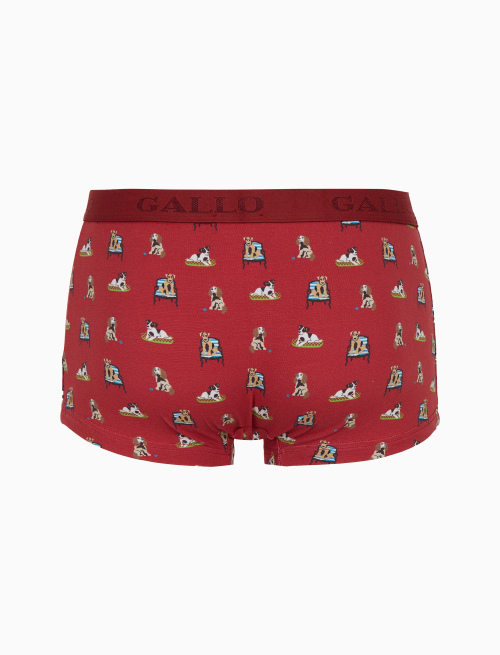 Men’s burgundy cotton boxer shorts with dog pattern - Underwear | Gallo 1927 - Official Online Shop