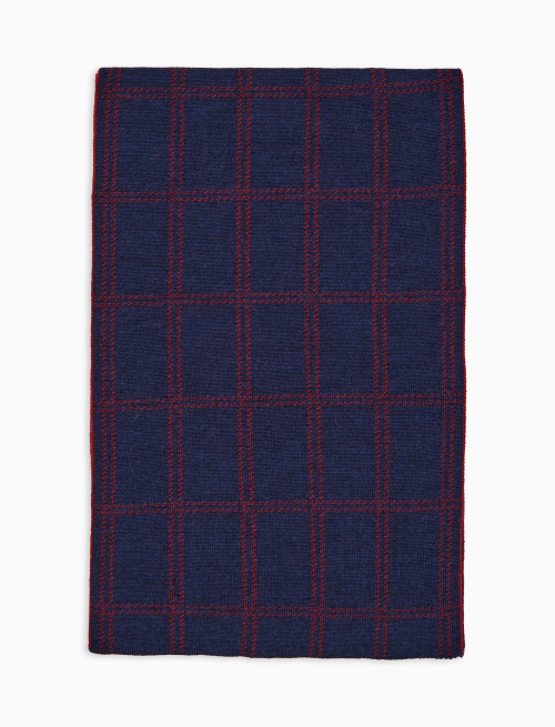 Sciarpa unisex double face lana blu fantasia window pane - Sciarpe | Gallo 1927 - Official Online Shop