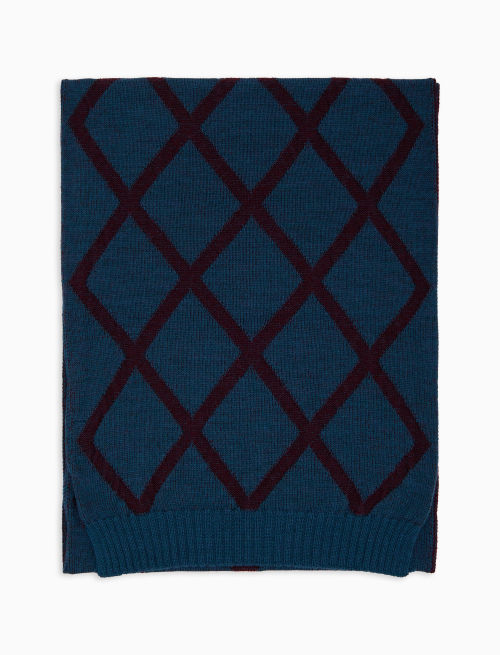 Sciarpa unisex lana azzurra fantasia rombi - Accessori | Gallo 1927 - Official Online Shop