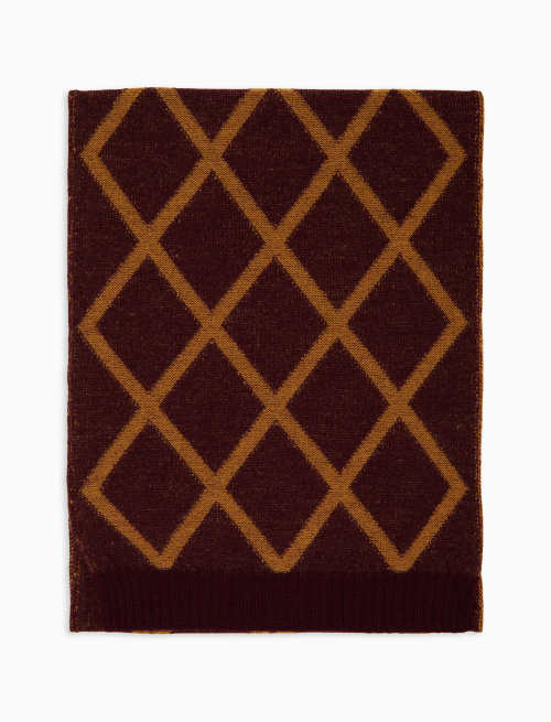 Sciarpa unisex lana bordò fantasia rombi - Accessori | Gallo 1927 - Official Online Shop