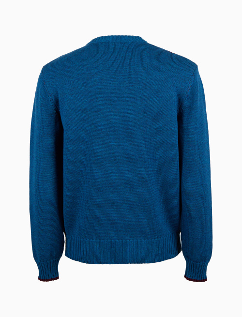 Pull girocollo uomo lana azzurro fantasia rombi - Maglieria | Gallo 1927 - Official Online Shop