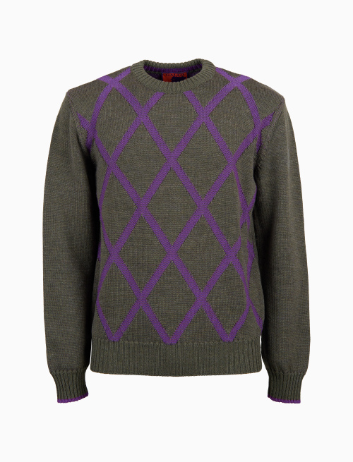 Pull girocollo uomo lana verde fantasia rombi - Maglieria | Gallo 1927 - Official Online Shop