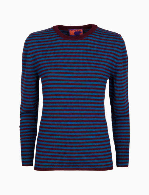 Pull girocollo donna lana bordò righe bicolore - Maglieria | Gallo 1927 - Official Online Shop