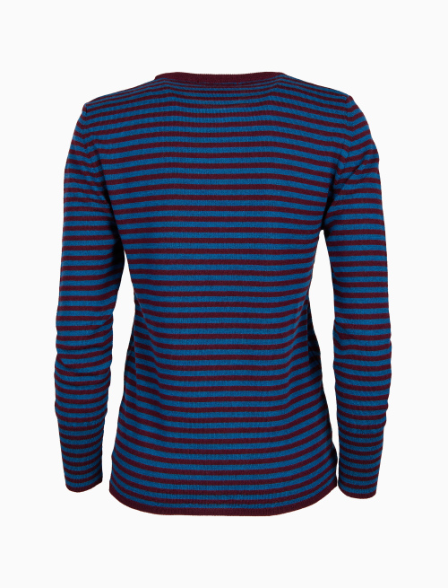 Pull girocollo donna lana bordò righe bicolore - Maglieria | Gallo 1927 - Official Online Shop
