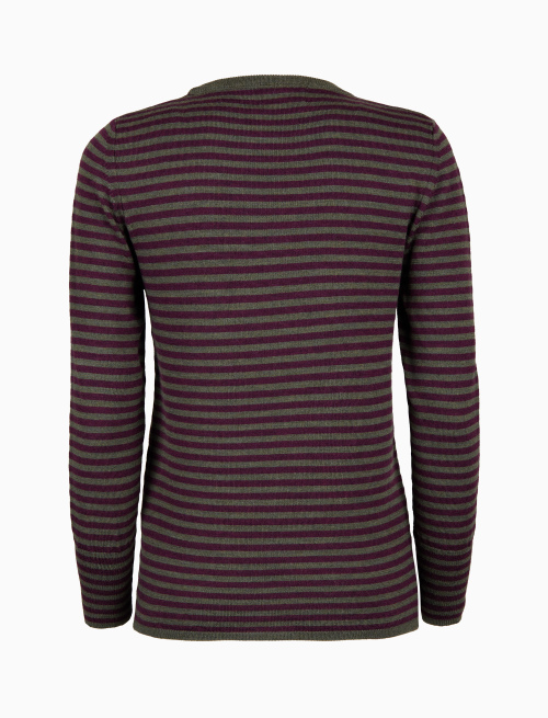 Pull girocollo donna lana verde righe bicolore - Maglieria | Gallo 1927 - Official Online Shop