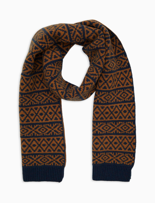 Sciarpa unisex double face lana gialla fantasia greca natalizia - Accessori | Gallo 1927 - Official Online Shop