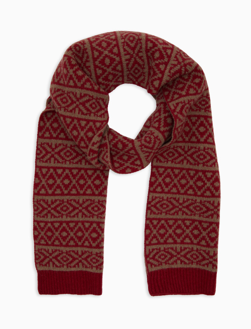 Sciarpa unisex double face lana bordò fantasia greca natalizia - Accessori | Gallo 1927 - Official Online Shop